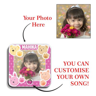Birthday Gift for Daughter Personalised Musical Fridge Magnet with Custom Photo, Name and Song, Rechargeable & Music Playabe Feature Return Gift for Kids